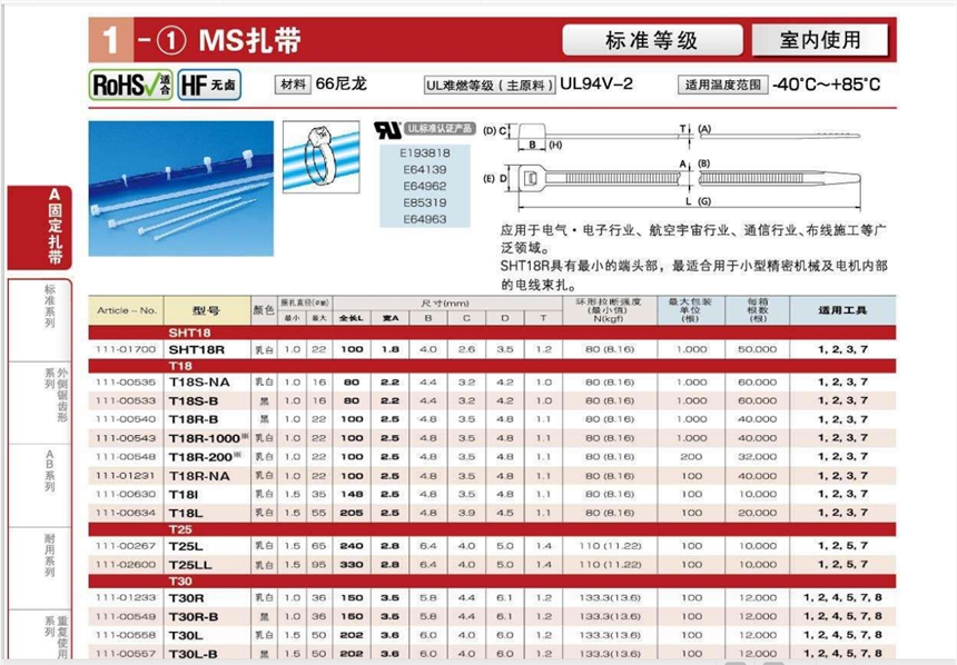 T60R海爾曼太通電纜扎帶111-00744，上海拓科授權(quán)總代理